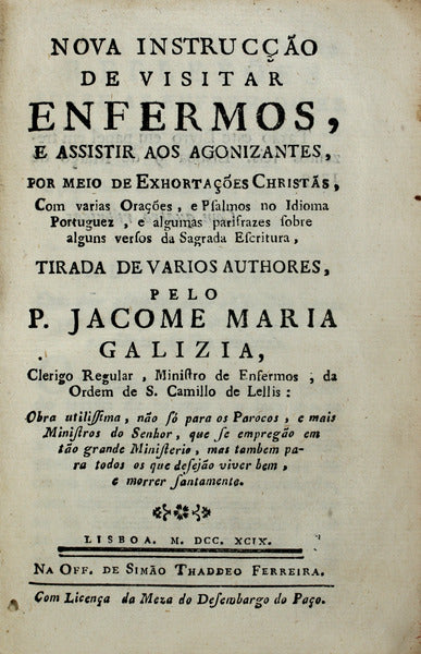 NOVA INSTRUCÃ‡ÃƒO DE VISITAR ENFERMOS, E ASSISTIR AOS AGONIZANTES,