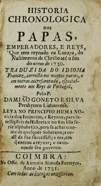 HISTORIA CHRONOLOGICA DOS PAPAS, EMPERADORES, E REYS,