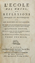 L'ECOLE DES MOEURS, OU RÃ‰FLEXIONS MORALES ET HISTORIQUES SUR LES MAXIMES DE LA SAGESSE.