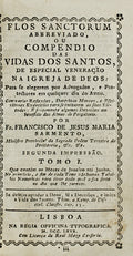 FLOS SANCTORUM ABBREVIADO, OU COMPENDIO DAS VIDAS DOS SANTOS,