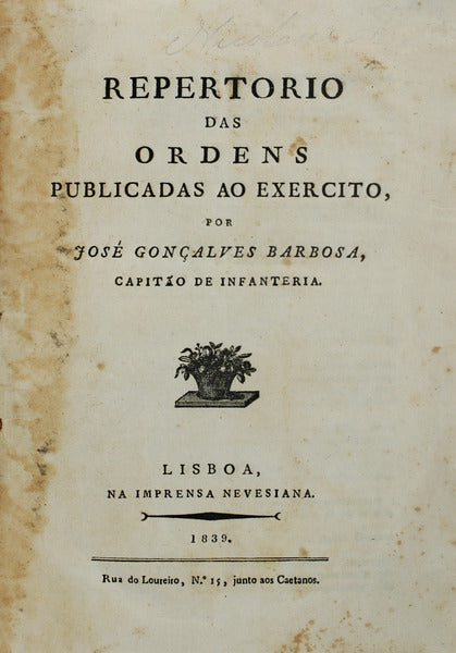 REPERTORIO DAS ORDENS PUBLICADAS AO EXERCITO,
