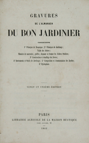 GRAVURES DE L'ALMANACH DU BON JARDINIER.