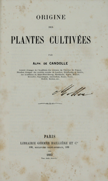 ORIGINE DES PLANTES CULTIVÃ‰ES.