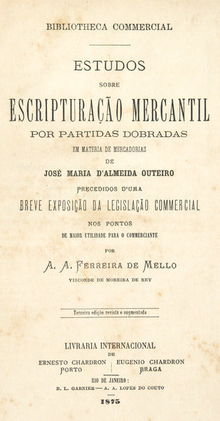 ESTUDOS SOBRE ESCRIPTURAÃ‡ÃƒO MERCANTIL POR PARTIDAS DOBRADAS.