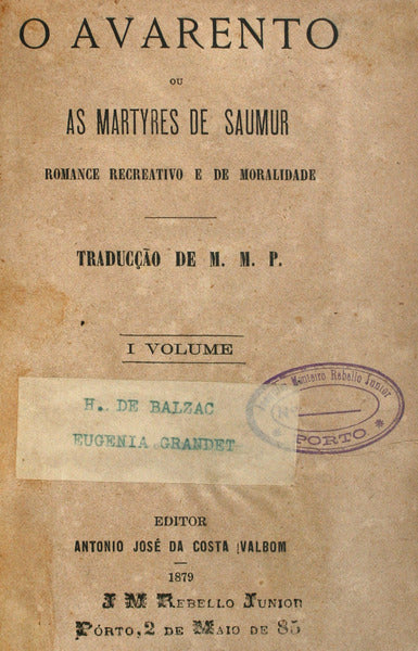 O AVARENTO OU AS MARTYRES DE SAUMUR.