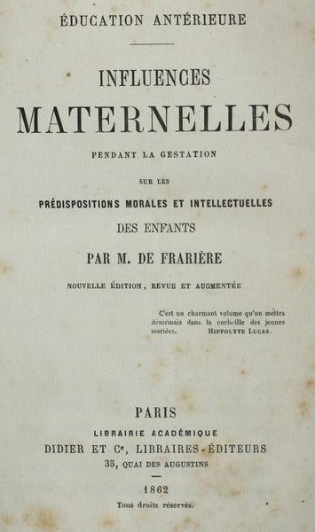 Ã‰DUCATION ANTÃ‰RIEURE. INFLUENCES MATERNELLES.