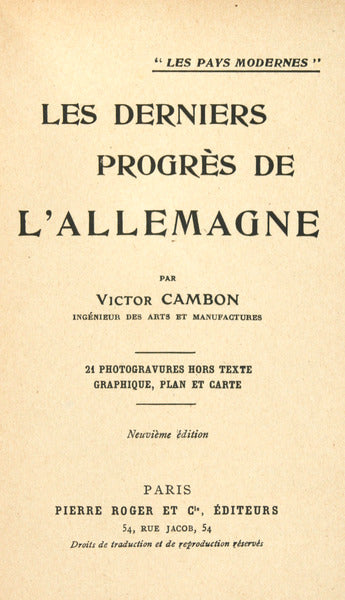 LES DERNIERS PROGRÃˆS DE L'ALLEMAGNE.