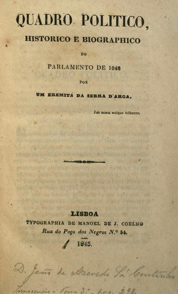 QUADRO POLITICO, HISTORICO E BIOGRAPHICO DO PARLAMENTO DE 1842.