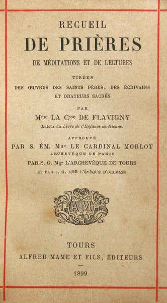 RECUEIL DE PRIÃˆRES DE MÃ‰DITATIONS ET DE LECTURES.