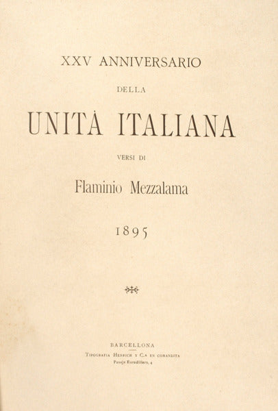 XXV ANIVERSARIO DELLA UNITÃ€ ITALIANA. [HOMENAGEM DÂª. MARIA PIA]