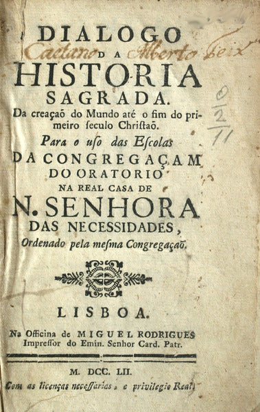 DIALOGO DA HISTORIA SAGRADA. [5 OBRAS]