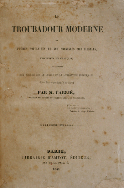 LE TROUBADOUR MODERNE.