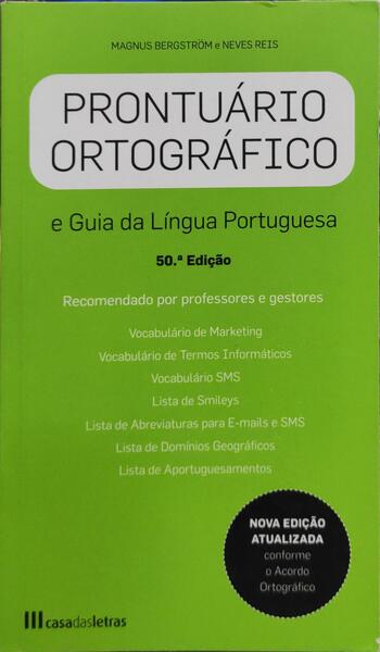 PRONTUÃRIO ORTOGRÃFICO E GUIA DA LÃNGUA PORTUGUESA.