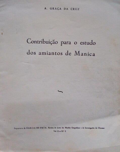 CONTRIBUIÃ‡ÃƒO PARA O ESTUDO DOS AMIANTOS DE MANICA.