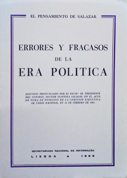 ERRORES Y FRACASOS DE LA ERA POLITICA