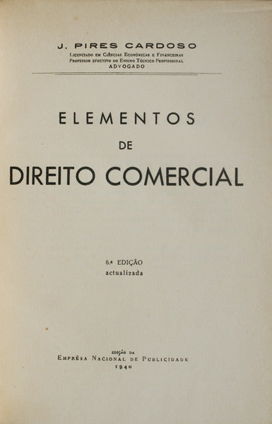 ELEMENTOS DE DIREITO COMERCIAL. [6.Âª EDIÃ‡ÃƒO]