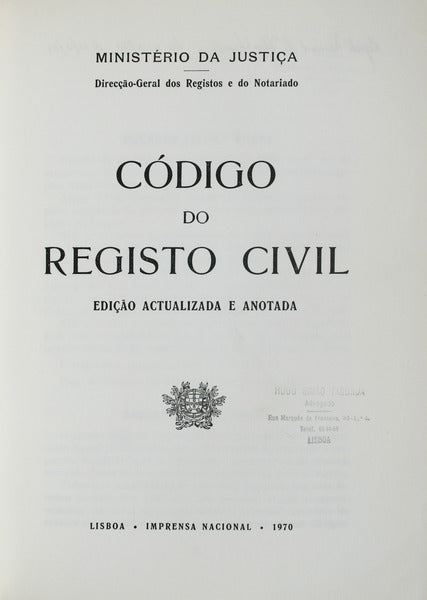 CÃ“DIGO DO REGISTO CIVIL. [1970]