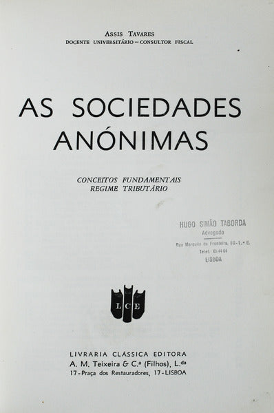 AS SOCIEDADES ANÃ“NIMAS. [ENC.]