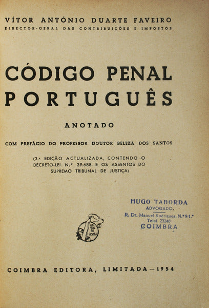 CÃ“DIGO PENAL PORTUGUÃŠS. [3.Âª EDIÃ‡ÃƒO]