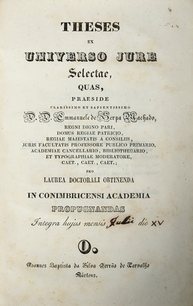 THESES EX UNIVERSO JURE SELECTAE, [2 OBRAS]