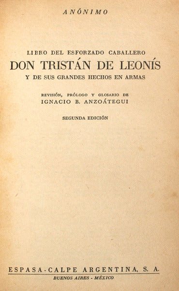 LIBRO DEL ESFORZADO CABALLERO DON TRISTÃN DE LEONÃS Y DE SUS GRANDES HECHOS EN ARMAS.