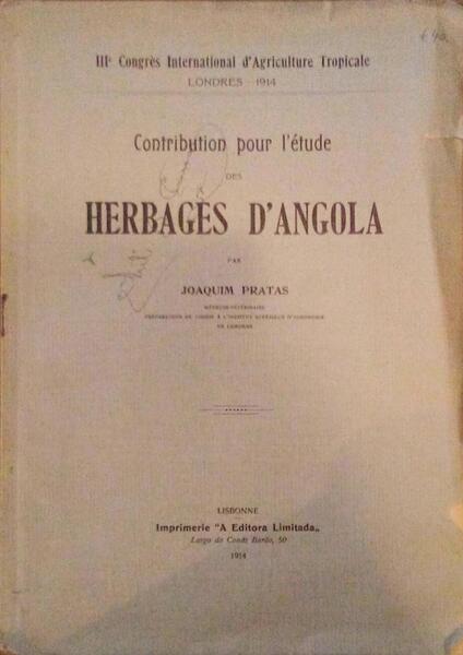 CONTRIBUTION POUR L'Ã‰TUDE DES HERBAGES D'ANGOLA.