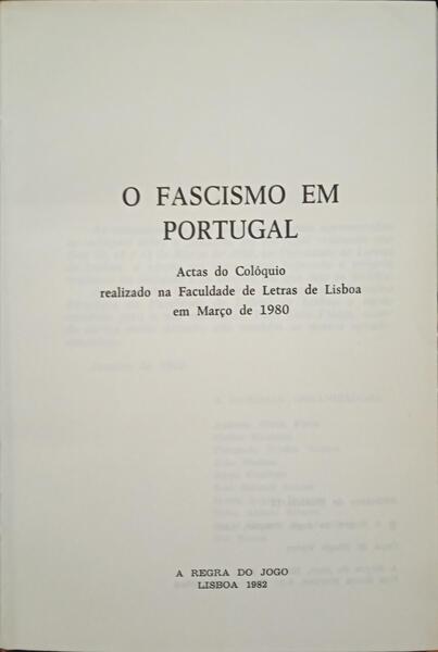 FASCISMO (O) EM PORTUGAL.