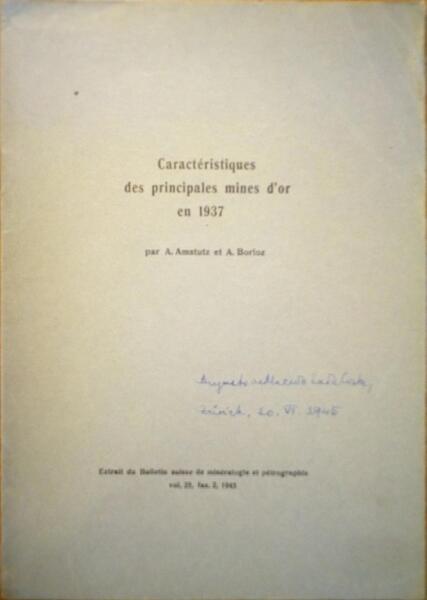 CARACTÃ‰RISTIQUES DES PRINCIPALES MINES D'OR EN 1937.