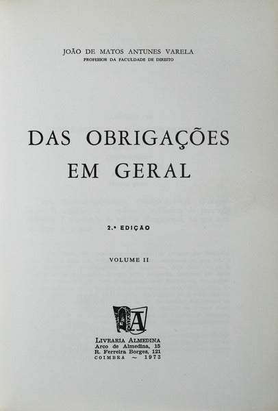 DAS OBRIGAÃ‡Ã•ES EM GERAL. [VOL. II, 1973]