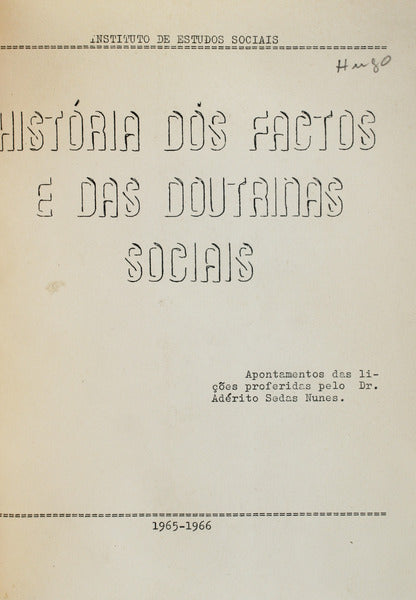 HISTÃ“RIA DOS FACTOS E DAS DOUTRINAS SOCIAIS.