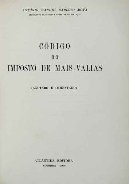 CÃ“DIGO DO IMPOSTO DE MAIS-VALIAS.