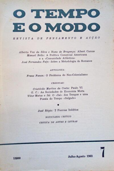 TEMPO (O) E O MODO, N.Âº 7, JULHO-AGOSTO 1963.