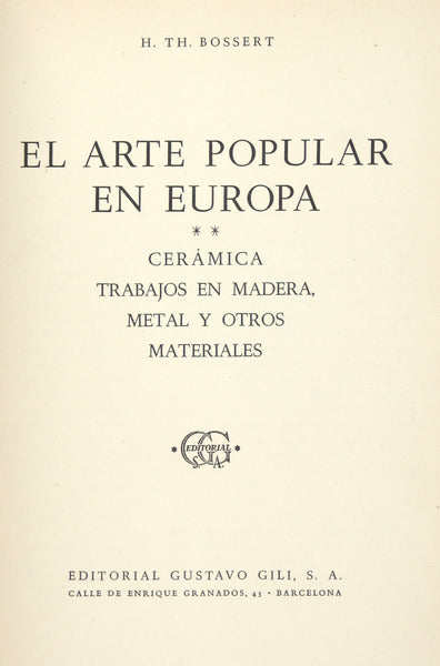 EL ARTE POPULAR EN EUROPA.