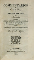 COMMENTARIOS DO CONDE DE TRACY AO ESPIRITO DAS LEIS DE MONTESQUIEU.