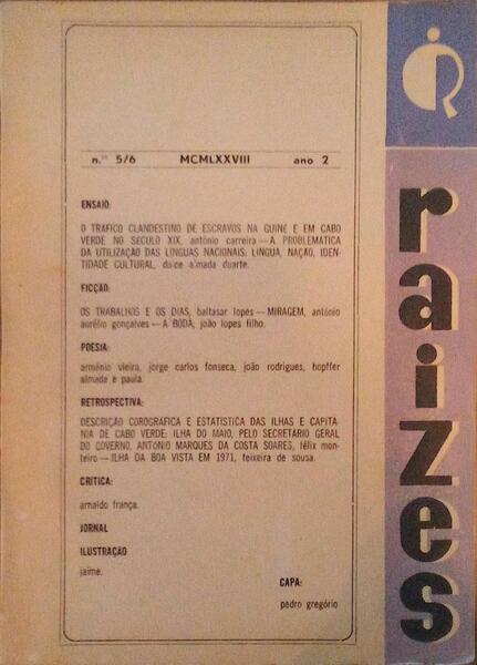 RAIZES, PUBLICAÃ‡ÃƒO TRIMESTRAL, N.Âº5/6 JANEIRO/JUHO 1978 ANO 2.