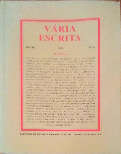 VÃRIA ESCRITA N.Âº 6, CADERNOS DE ESTUDOS ARQUIVÃSTICOS, HISTÃ“RICOS E DOCUMENTAIS.