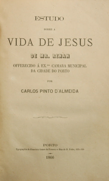 ESTUDO SOBRE A VIDA DE JESUS DE MR. RENAN.