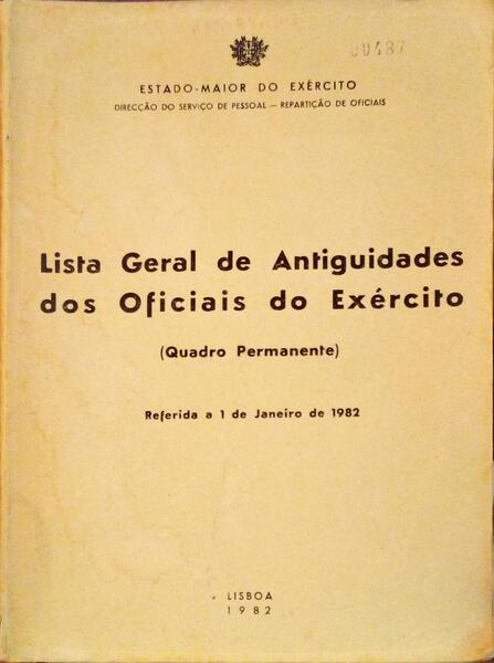 LISTA GERAL DE ANTIGUIDADES DOS OFICIAIS DO EXÃ‰RCITO.