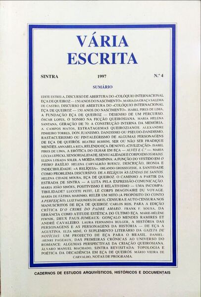 VÃRIA ESCRITA N.Âº 4, CADERNO DE ESTUDOS ARQUIVÃSTICOS, HISTÃ“RICOS E DOCUMENTAIS.