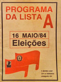 PROGRAMA DA LISTA A, ELEIÃ‡Ã•ES 16 MAIO 1984.