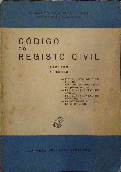 CÃ“DIGO DO REGISTO CIVIL. [2.Âª EDIÃ‡ÃƒO]