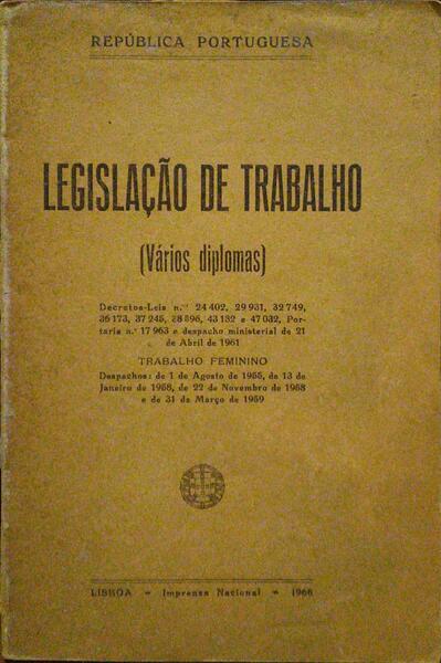 LEGISLAÃ‡ÃƒO DE TRABALHO. [ED. 1966]