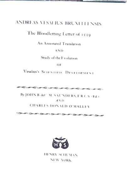 THE BLOODLETTING LETTER OF 1539.