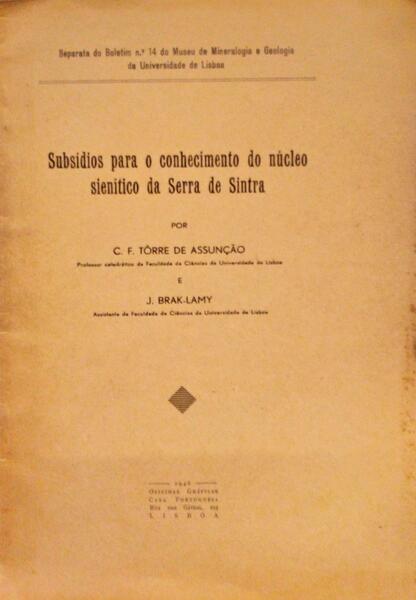 SUBSÃDIOS PARA O CONHECIMENTO DO NÃšCLEO SIENÃTICO DA SERRA DE SINTRA.