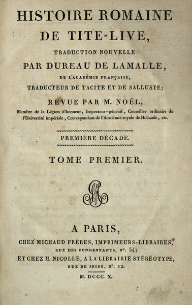 HISTOIRE ROMAINE DE TITE-LIVE. [15 VOLUMES, ED. COMPLETA, BILINGUE, LATIM E FRANCÃŠS]