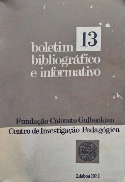 BOLETIM BIBLIOGRÃ?FICO E INFORMATIVO N.º 13.