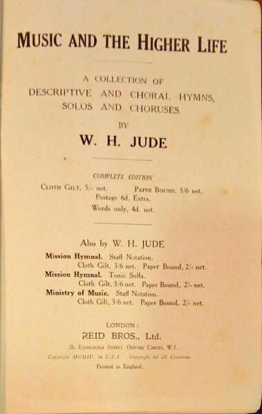 JUDE. (W. H.) MUSIC AND THE HIGHER LIFE.