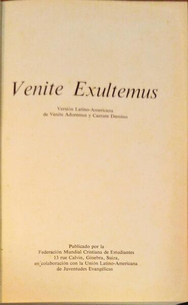 VENITE EXULTEMUS.