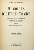 CHATEAUBRIAND. (François René Auguste, Visconde de) MÉMOIRES D'OUTRE-TOMBE. [2 VOLUMES].