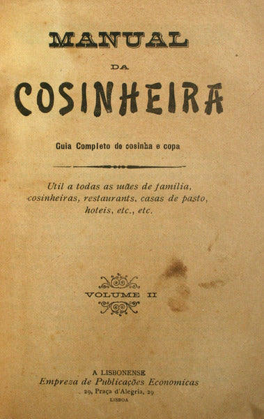 MANUAL DA COSINHEIRA. [VOLUME II].
